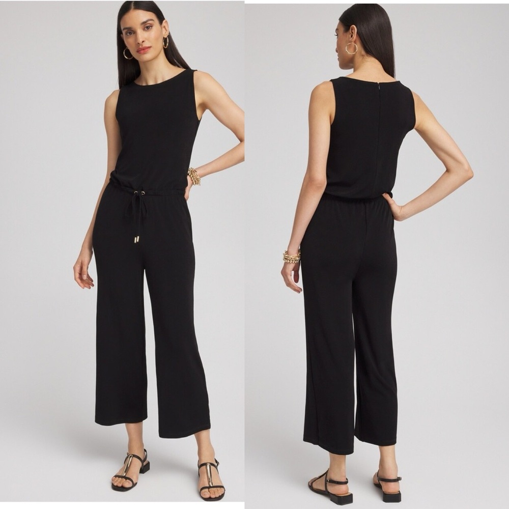 NWOT CHICO'S Travelers Tie Waist Jumpsuit BLACK SZ-20/22